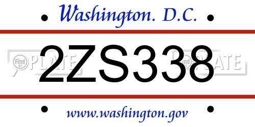 2ZS338 District Of Columbia License Plate