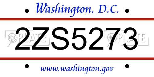 2ZS5273 District Of Columbia License Plate