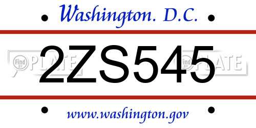 2ZS545 District Of Columbia License Plate