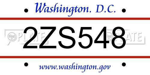 2ZS548 District Of Columbia License Plate