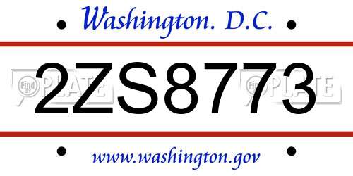 2ZS8773 District Of Columbia License Plate