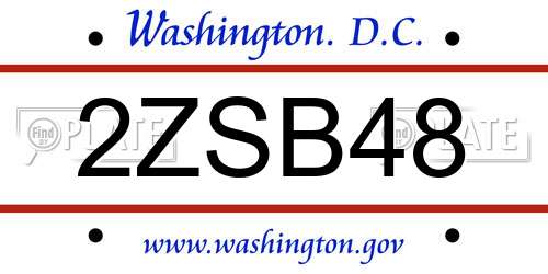 2ZSB48 District Of Columbia License Plate