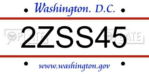 2ZSS45 District Of Columbia License Plate