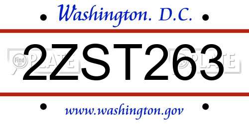2ZST263 District Of Columbia License Plate