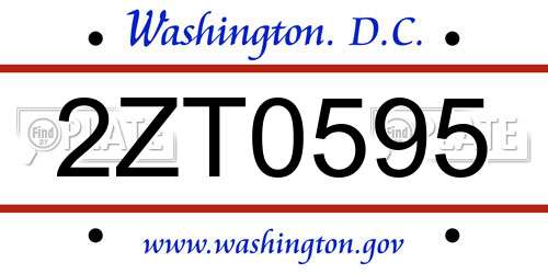 2ZT0595 District Of Columbia License Plate