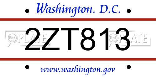 2ZT813 District Of Columbia License Plate