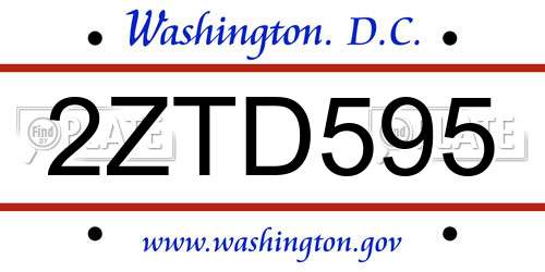 2ZTD595 District Of Columbia License Plate