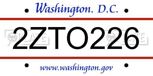 2ZTO226 District Of Columbia License Plate