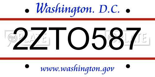 2ZTO587 District Of Columbia License Plate