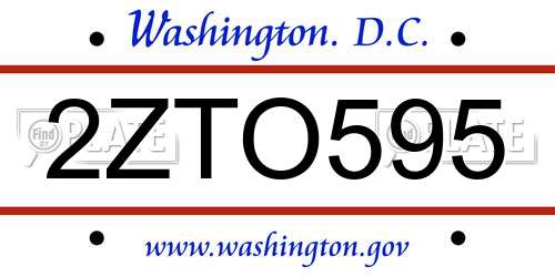 2ZTO595 District Of Columbia License Plate
