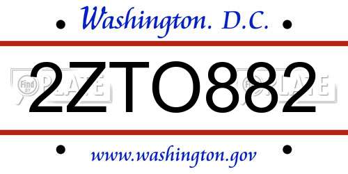 2ZTO882 District Of Columbia License Plate