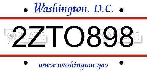 2ZTO898 District Of Columbia License Plate