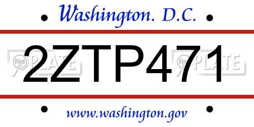 2ZTP471 District Of Columbia License Plate