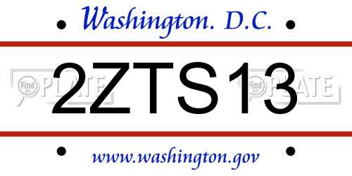 2ZTS13 District Of Columbia License Plate
