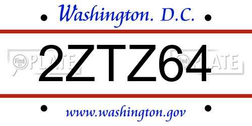2ZTZ64 District Of Columbia License Plate