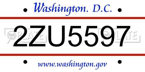 2ZU5597 District Of Columbia License Plate