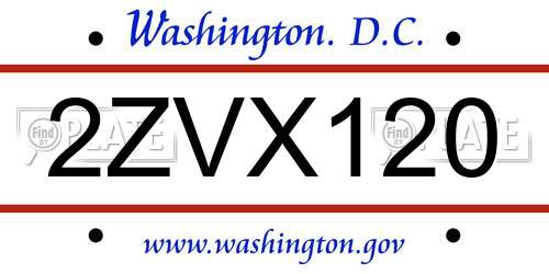 2ZVX120 District Of Columbia License Plate