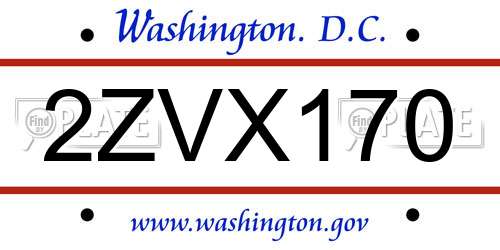 2ZVX170 District Of Columbia License Plate