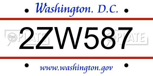 2ZW587 District Of Columbia License Plate