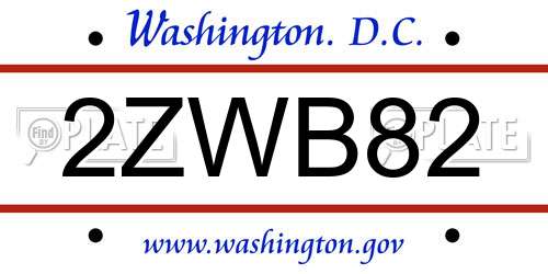 2ZWB82 District Of Columbia License Plate