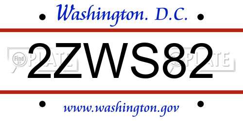 2ZWS82 District Of Columbia License Plate