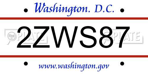 2ZWS87 District Of Columbia License Plate