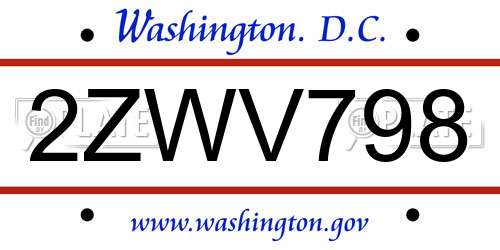 2ZWV798 District Of Columbia License Plate