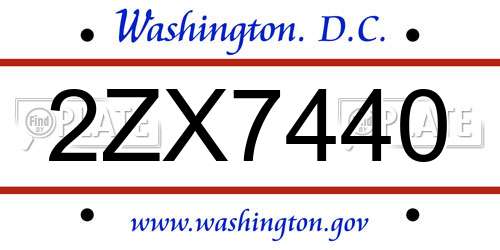 2ZX7440 District Of Columbia License Plate