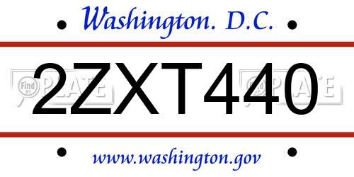 2ZXT440 District Of Columbia License Plate
