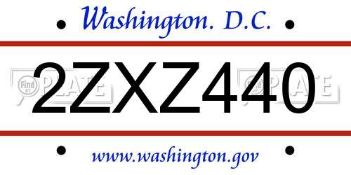 2ZXZ440 District Of Columbia License Plate