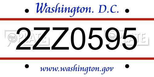 2ZZ0595 District Of Columbia License Plate