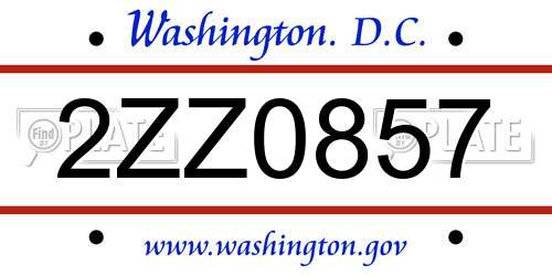2ZZ0857 District Of Columbia License Plate