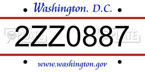 2ZZ0887 District Of Columbia License Plate