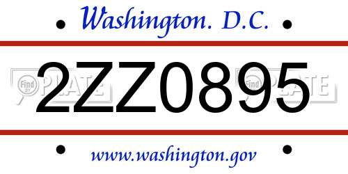 2ZZ0895 District Of Columbia License Plate