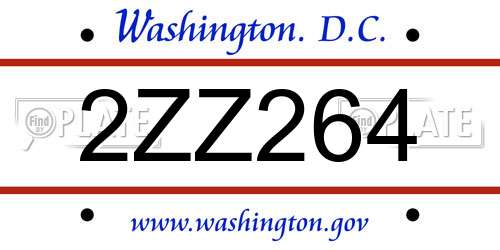 2ZZ264 District Of Columbia License Plate