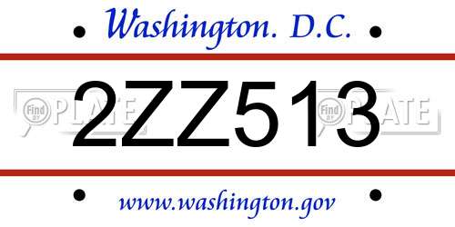 2ZZ513 District Of Columbia License Plate