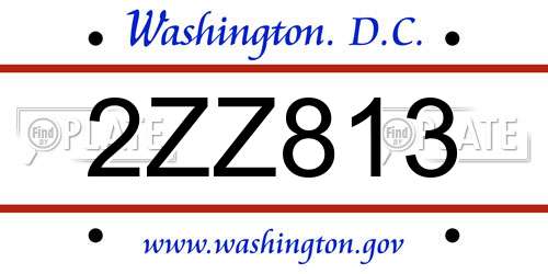 2ZZ813 District Of Columbia License Plate