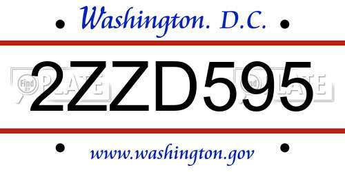 2ZZD595 District Of Columbia License Plate