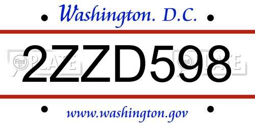 2ZZD598 District Of Columbia License Plate