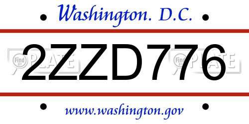 2ZZD776 District Of Columbia License Plate