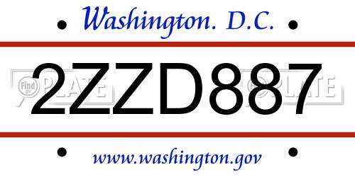 2ZZD887 District Of Columbia License Plate