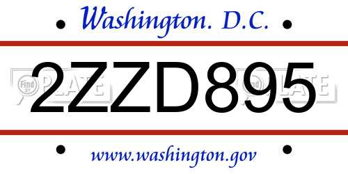 2ZZD895 District Of Columbia License Plate