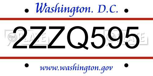 2ZZQ595 District Of Columbia License Plate