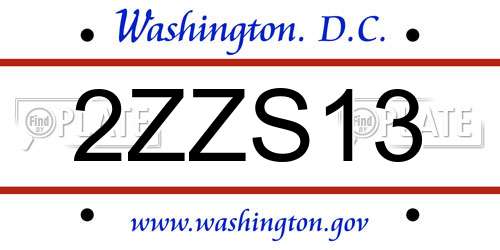 2ZZS13 District Of Columbia License Plate