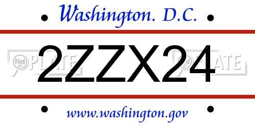 2ZZX24 District Of Columbia License Plate