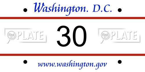 30 District Of Columbia License Plate