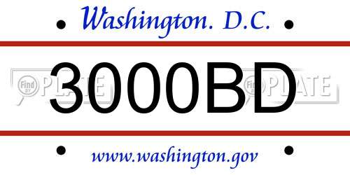 3000BD District Of Columbia License Plate