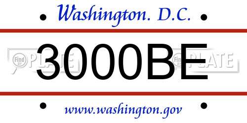 3000BE District Of Columbia License Plate