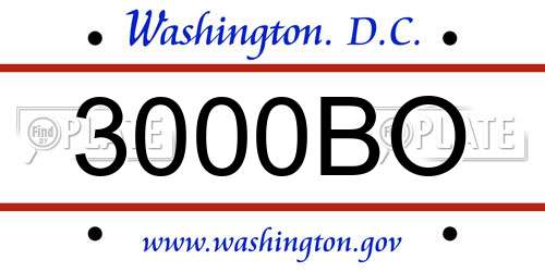 3000BO District Of Columbia License Plate