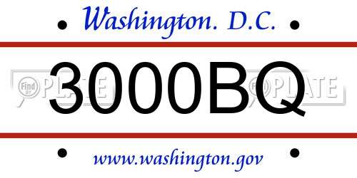 3000BQ District Of Columbia License Plate